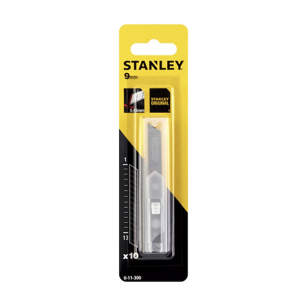 Lame sécable de 9 mm dans DISTRIBUTEUR pour cutters - (Pack de 10pcs x 10) - Stanley - 0-11-300 - (Pack multiple)