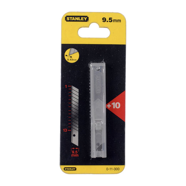 Lame sécable de 9 mm dans DISTRIBUTEUR pour cutters - (Pack de 10pcs x 10) - Stanley - 0-11-300 - (Pack multiple)