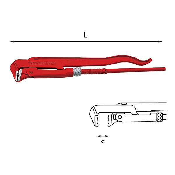 305 N - Llave para tubos modelo sueca con mordazas rectas de 90° - Usag