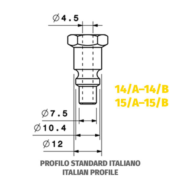 14/A | 14/B - Innesto rapido con MASCHERINA PORTAGOMMA profilo ITALIA - Raccorderia - Ani - Aria compressa (Conf. 2pz)